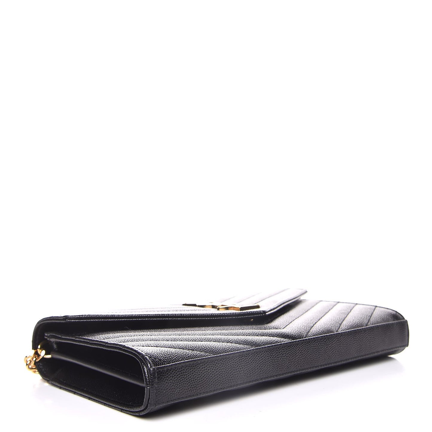 Grain De Poudre Matelasse Chevron Monogram Chain Wallet Black