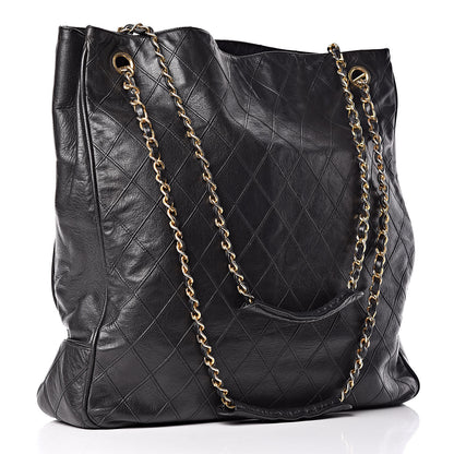 Chanel Lambskin Stitched Shopper Tote Black 3 of 14