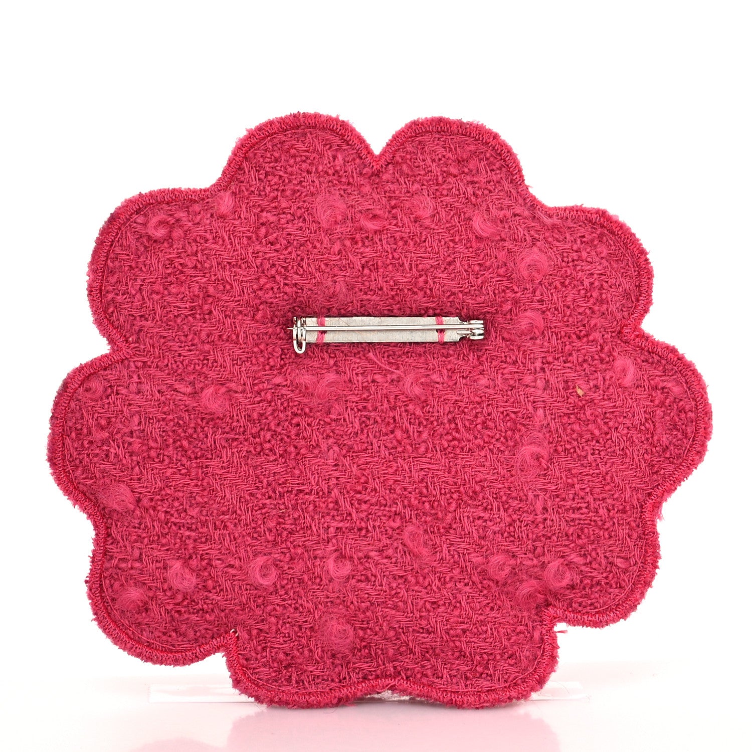 Chanel Tweed Camellia Brooch Pink 3 of 3