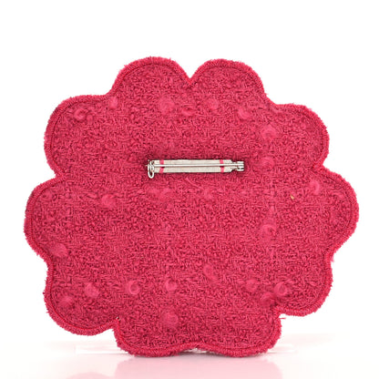 Chanel Tweed Camellia Brooch Pink 3 of 3