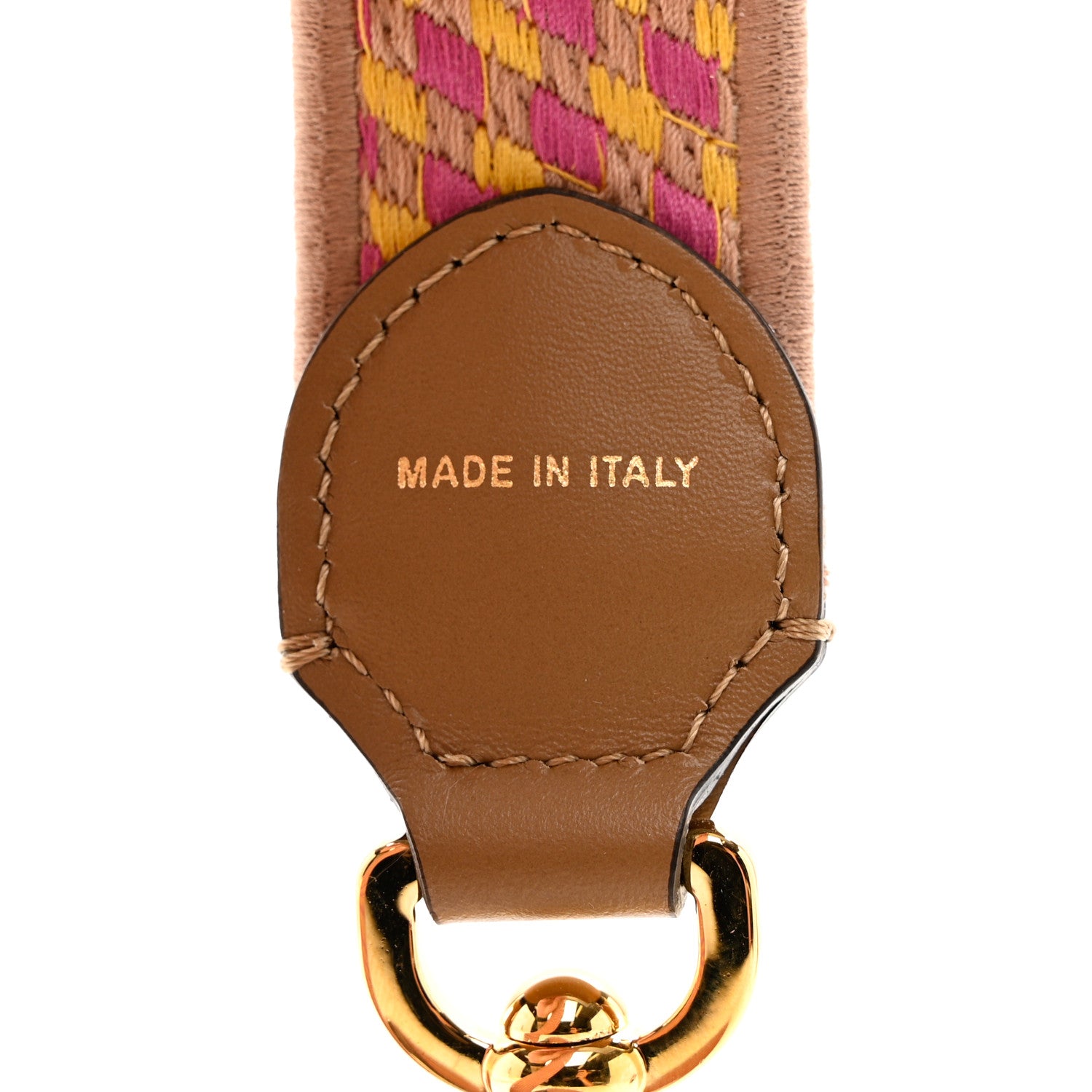 Fendi Canvas Vitello King Logo Embroidered Shaped Strap You Bouganville Mimosa Miele Sand 3 of 4