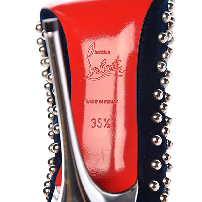 Christian Louboutin Velvet Specchio Billy 120 Spike Pumps 35.5 Silver Eclipse 7 of 8