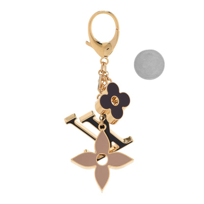 Louis Vuitton Metal Enamel Fleur De Monogram Bag Charm Dore 2 of 5