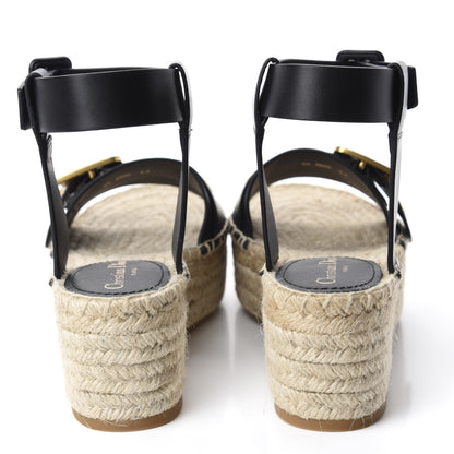 Christian Dior Calfskin D-Dior Espadrille Platform Sandals 37 Black 5 of 10