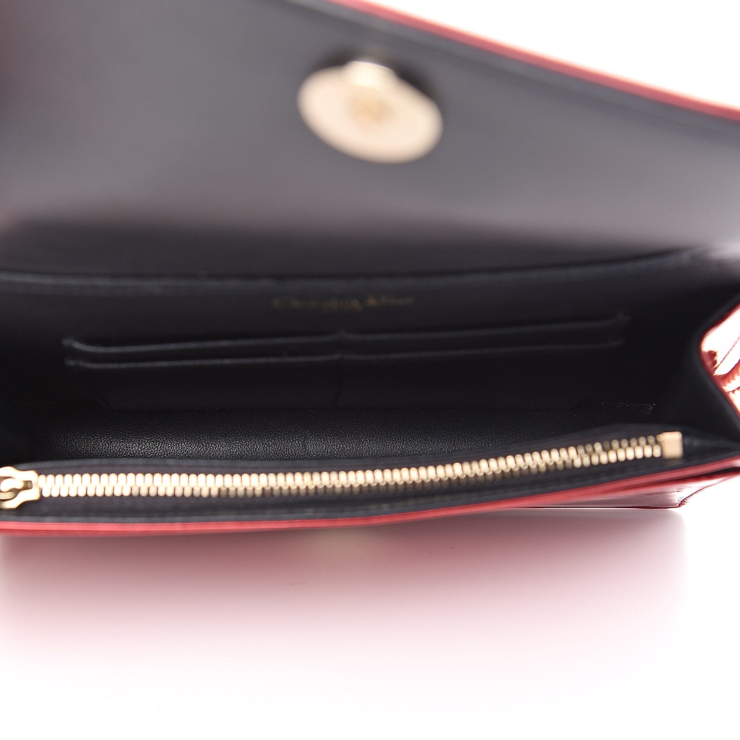 Metallic Patent Micro-Cannage Diorama Wallet on Chain Pouch Red