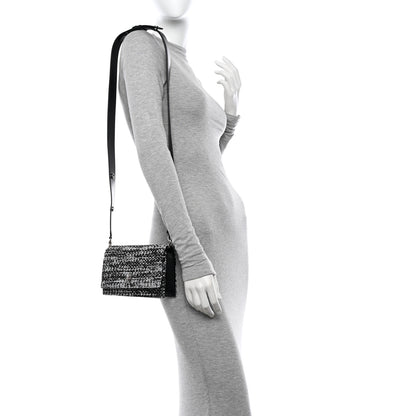 Alexander McQueen Raffia Skull Shoulder Bag Black White 2 of 9