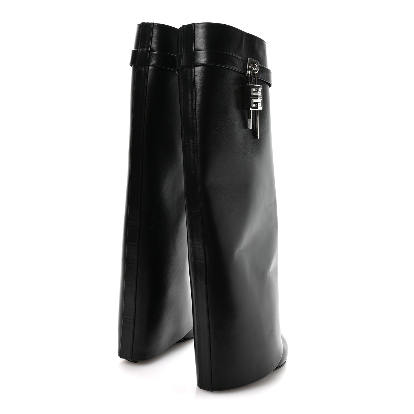 Calfskin Shark Lock Pant Boots 38 Black