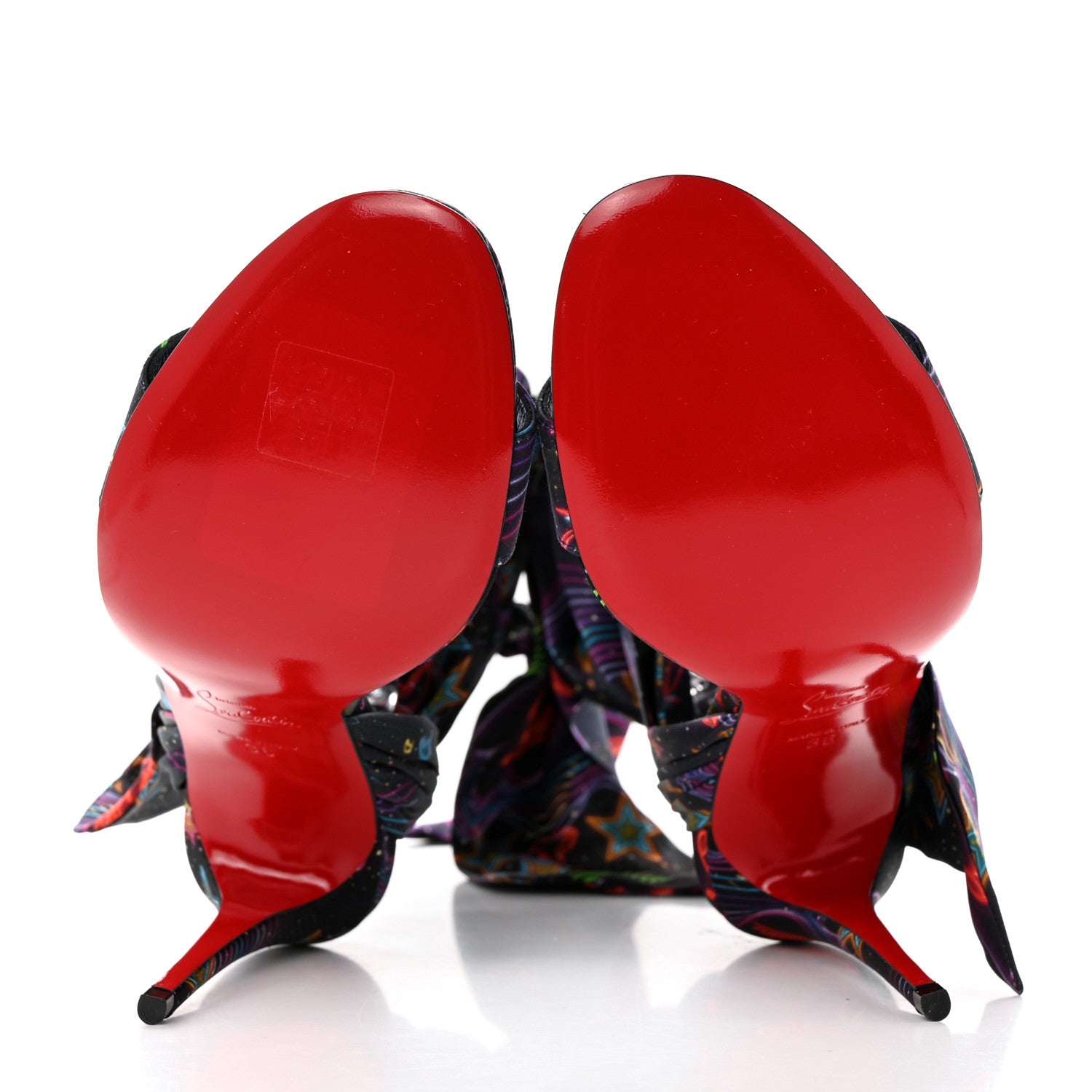 Christian Louboutin Crepe Satin Starlight Sandale Du Desert 100 Ankle Wrap Sandals 36 Black Multicolor 5 of 9