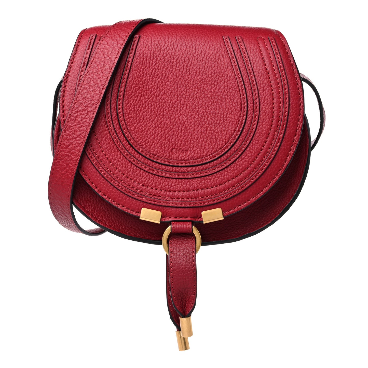 Calfskin Mini Marcie Round Crossbody Bag Red
