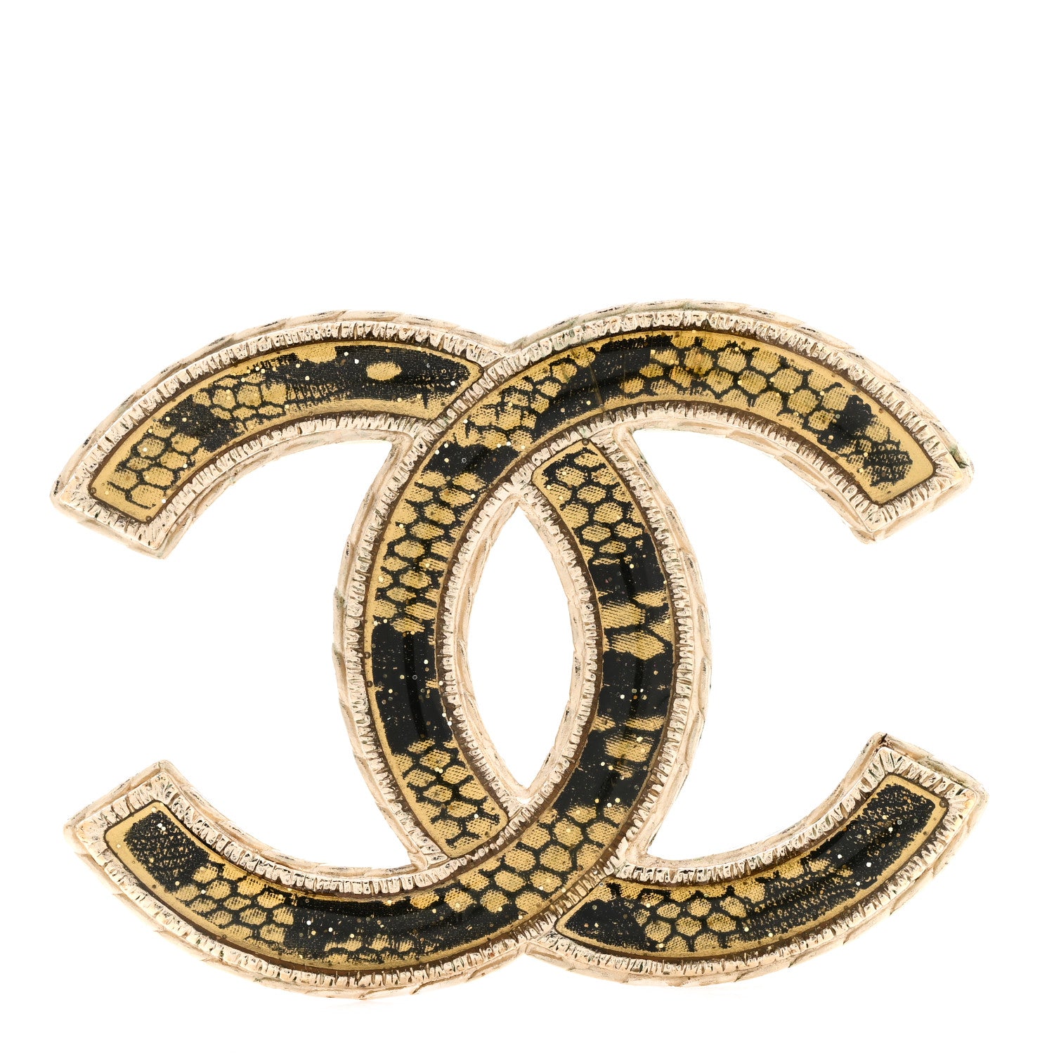 Chanel Metal Resin Large CC Brooch Gold 1 of 4