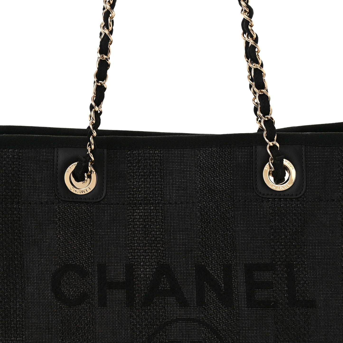 Mixed Fibers Striped Small Deauville Tote Black