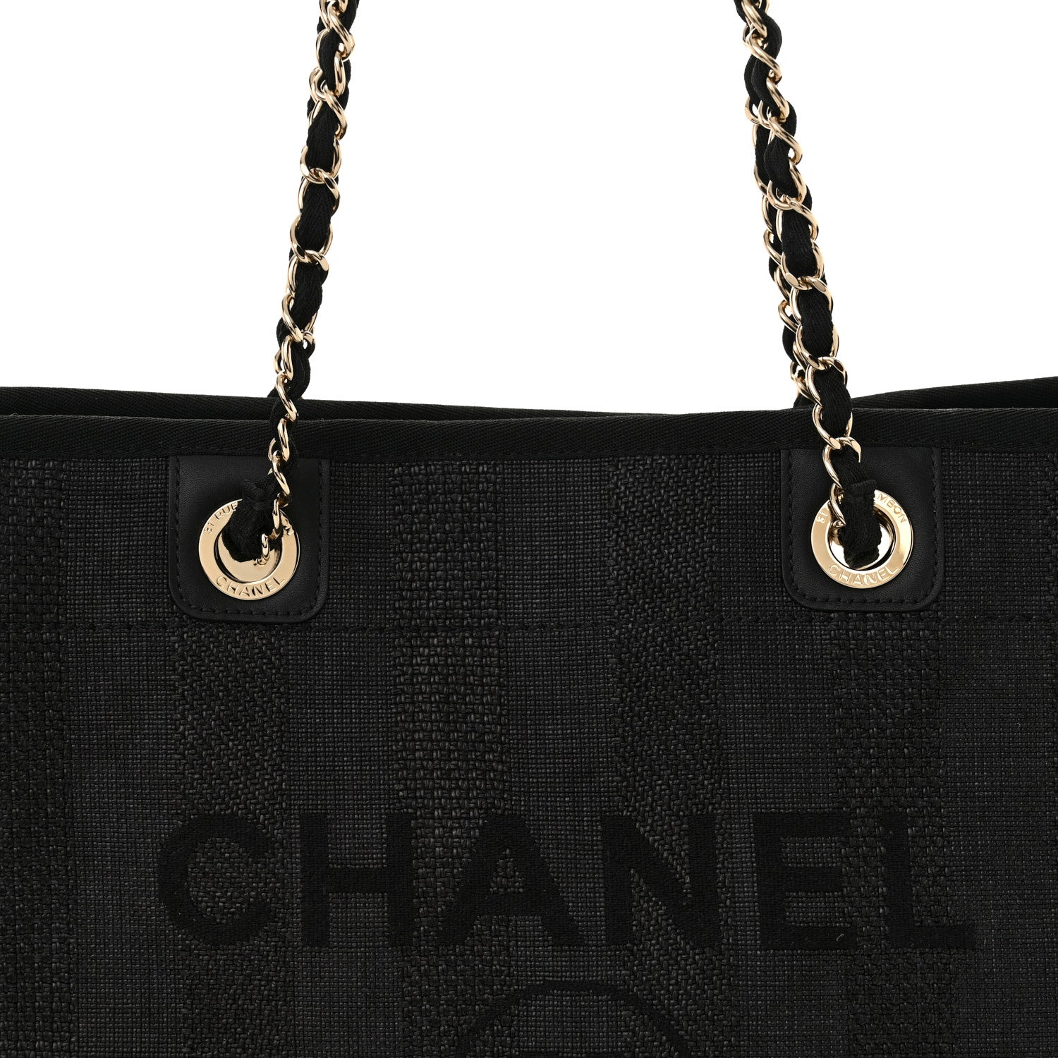 Chanel Mixed Fibers Striped Small Deauville Tote Black 8 of 11