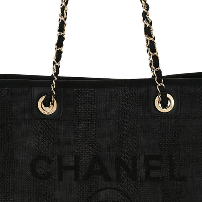 Chanel Mixed Fibers Striped Small Deauville Tote Black 8 of 11
