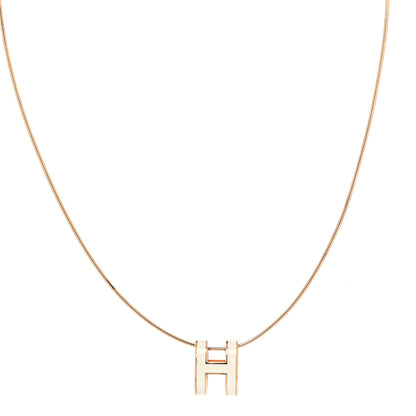 Hermes Lacquered Rose Gold Pop H Pendant Necklace Ecru 1 of 6