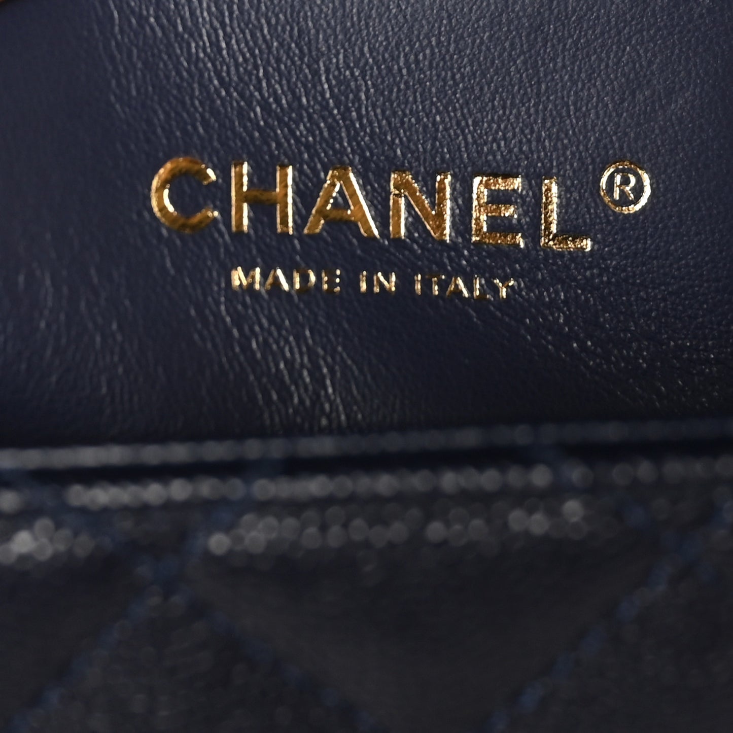 Caviar Quilted Small Coco Chain Handle Flap Navy Blue