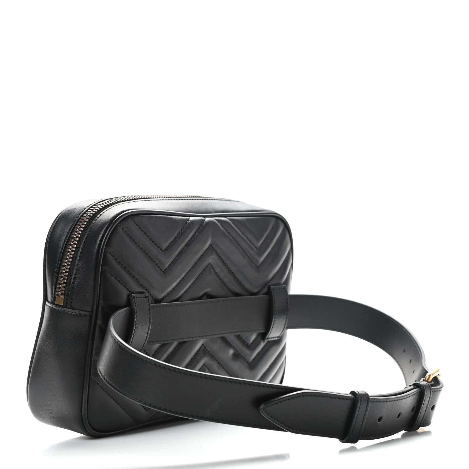 Gucci Calfskin Matelasse Mens GG Marmont Belt Bag 80 32 Black 2 of 11