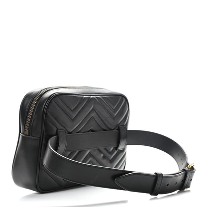 Gucci Calfskin Matelasse Mens GG Marmont Belt Bag 80 32 Black 2 of 11