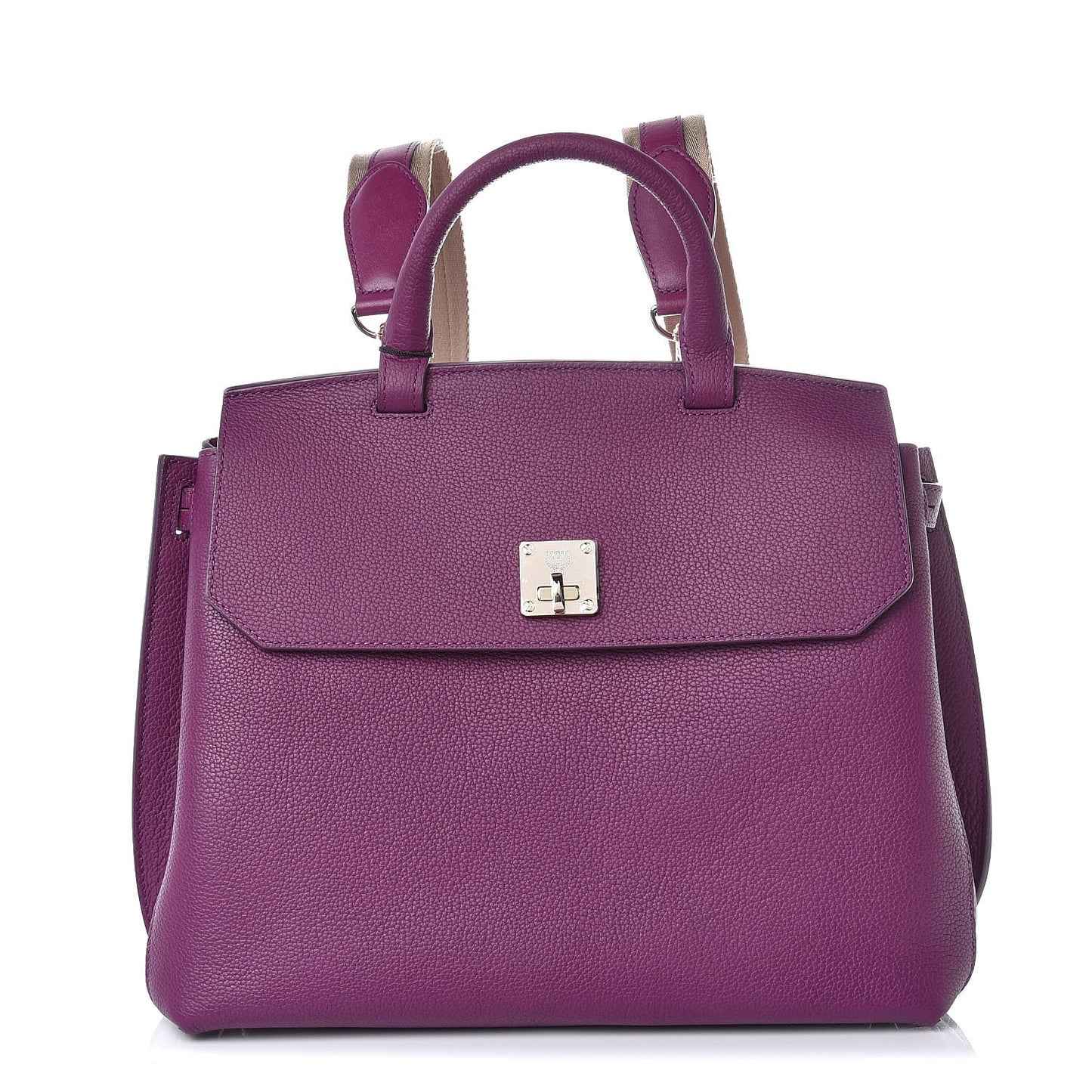 Grained Calfskin Large Milla Convertible Backpack Mystic Purple