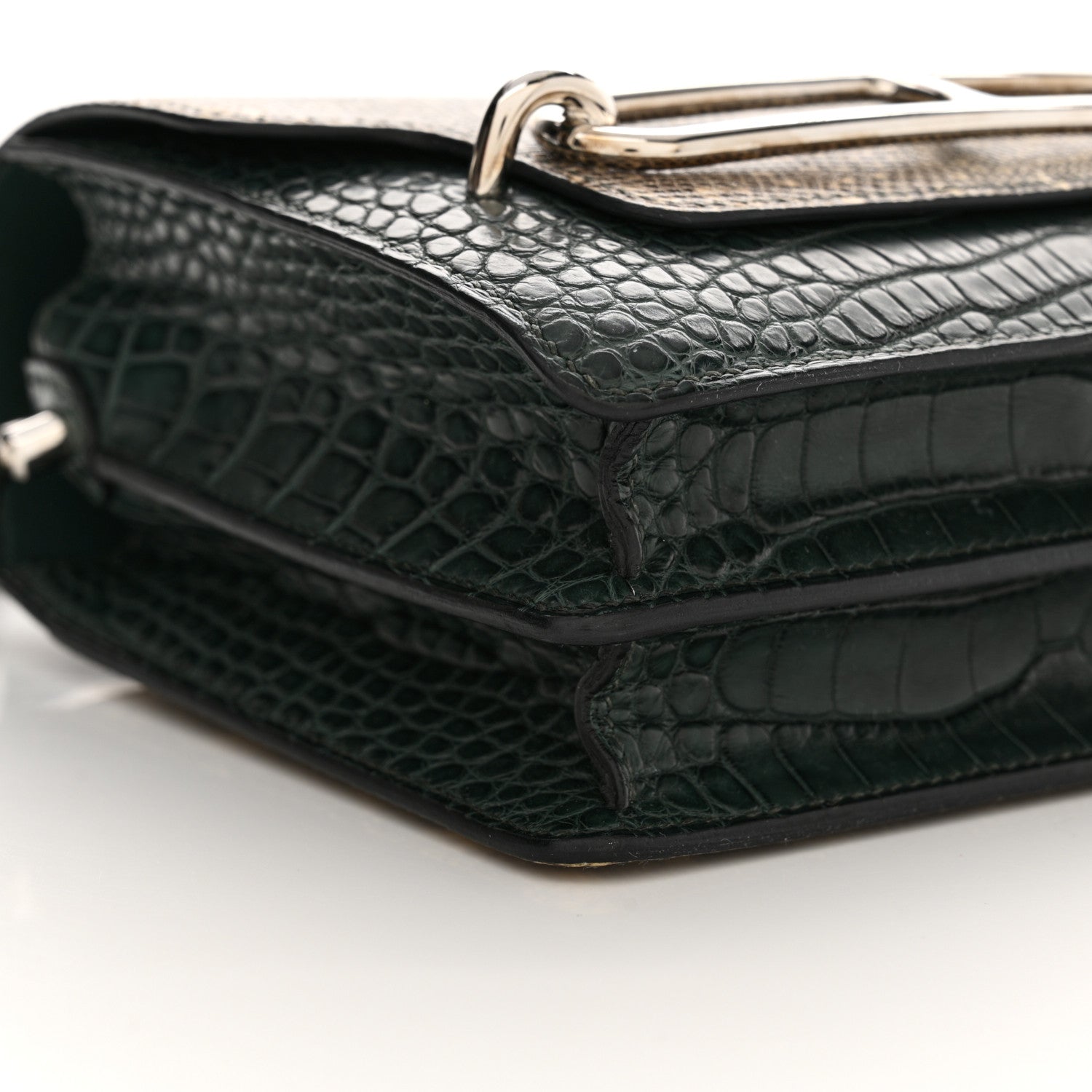 Hermes Matte Alligator Lizard Mini Sac Roulis Ombre Vert Fonce 9 of 11