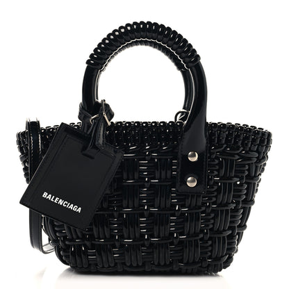 Balenciaga Faux Calfskin Braided Varnished XXS Bistro Basket Black 1 of 10