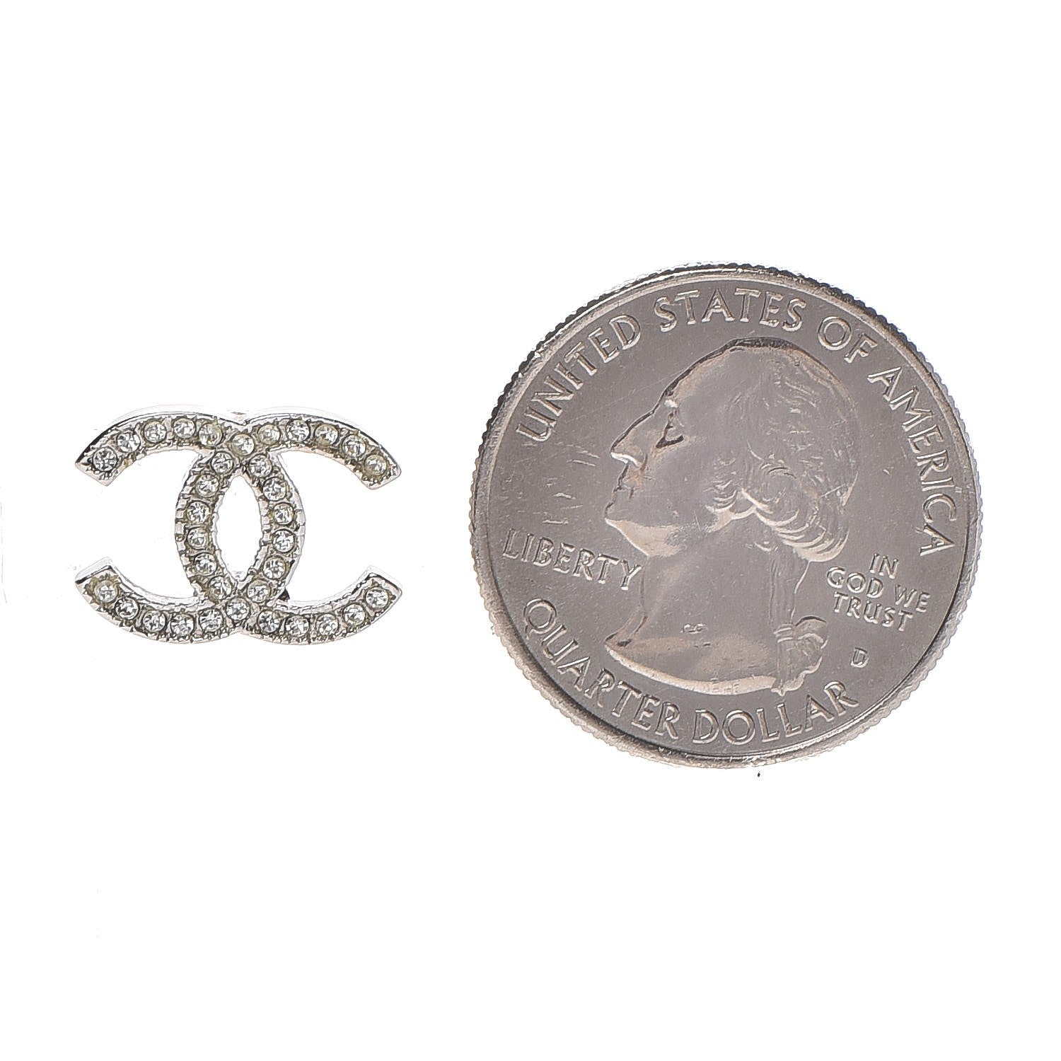 Chanel Crystal CC Earrings Silver 2 of 5