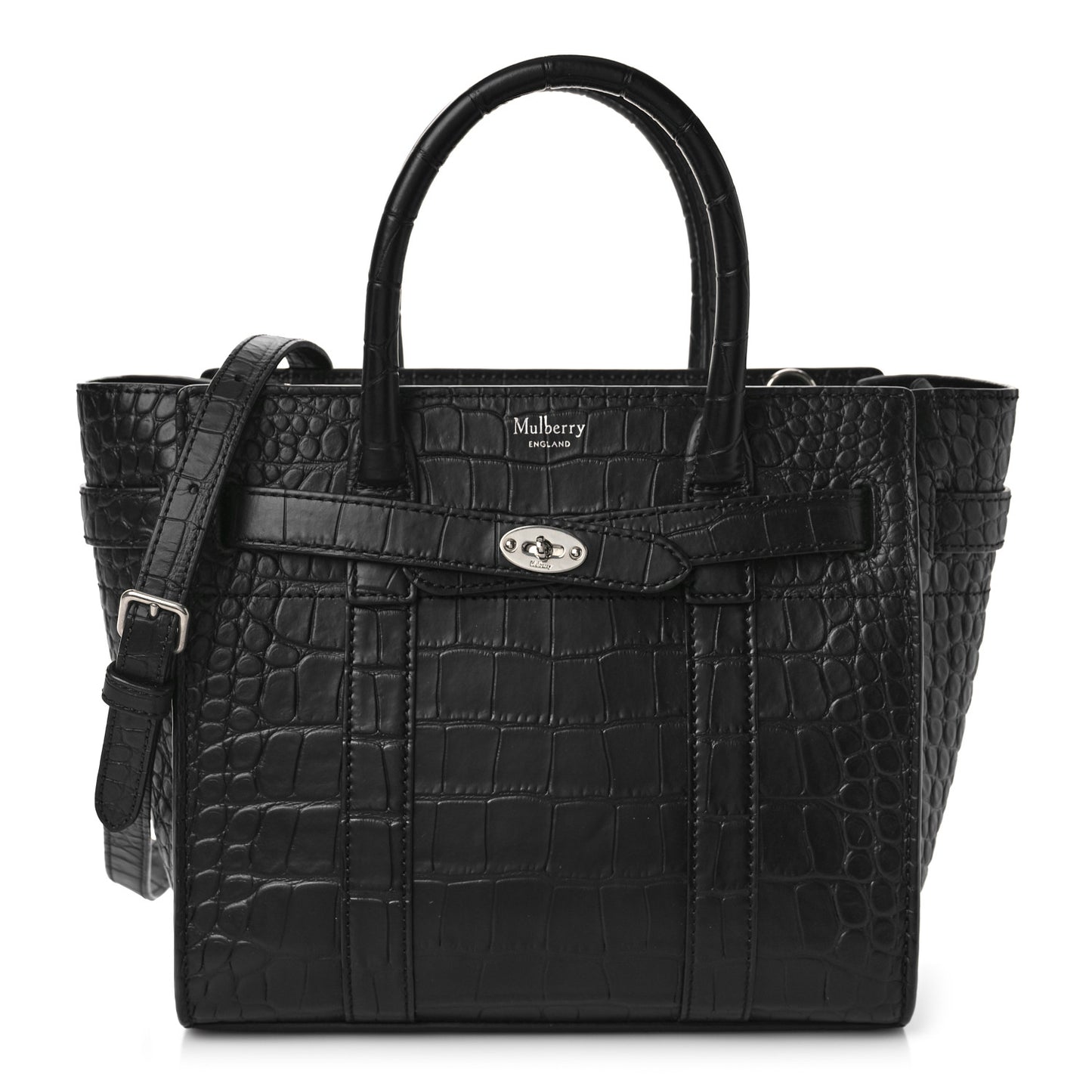 Crocodile Embossed Mini Zipped Bayswater Black
