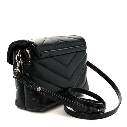 Saint Laurent Calfskin Y Quilted Monogram Toy Loulou Crossbody Bag Black 3 of 12