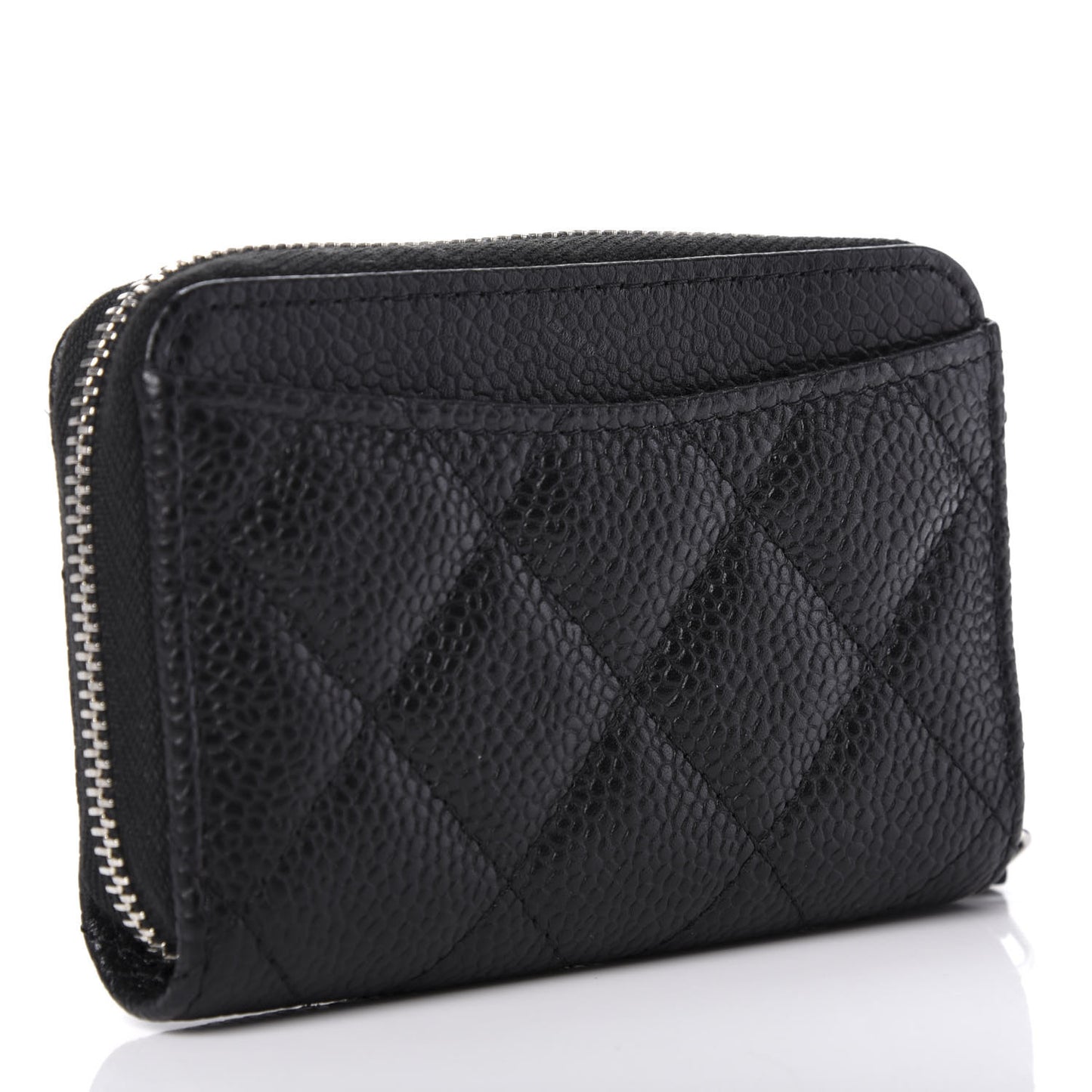 Caviar Quilted Zip Coin Purse Black