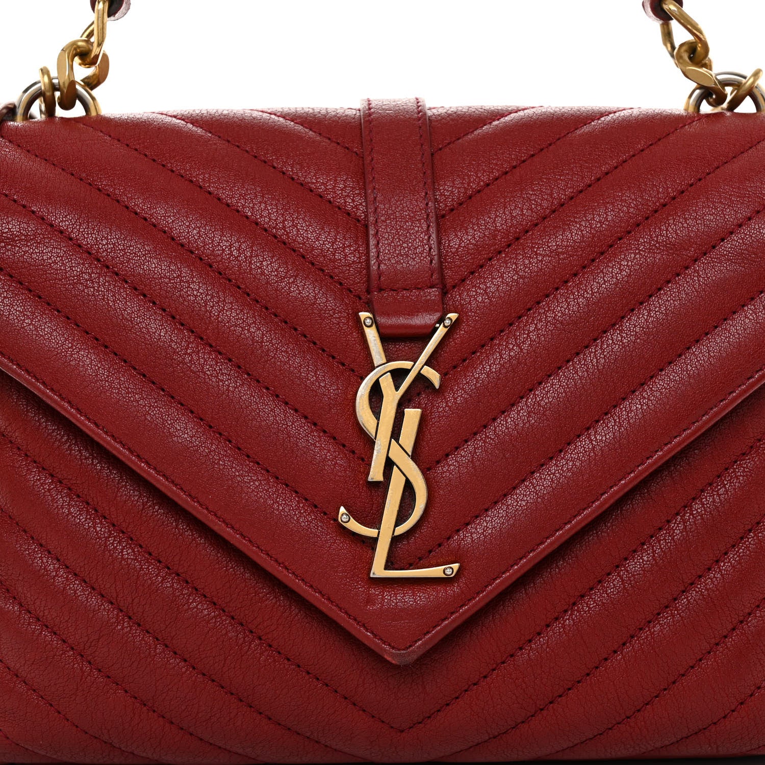 Saint Laurent Sheepskin Matelasse Chevron Monogram Medium College Bag Opyum Red 7 of 10