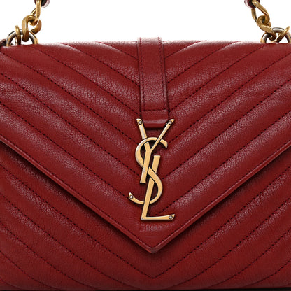 Saint Laurent Sheepskin Matelasse Chevron Monogram Medium College Bag Opyum Red 7 of 10