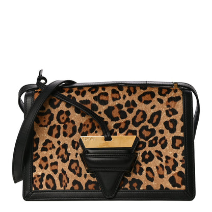 Loewe Calfskin Pony Hair Leopard Print Medium Barcelona Shoulder Bag Black 1 of 11