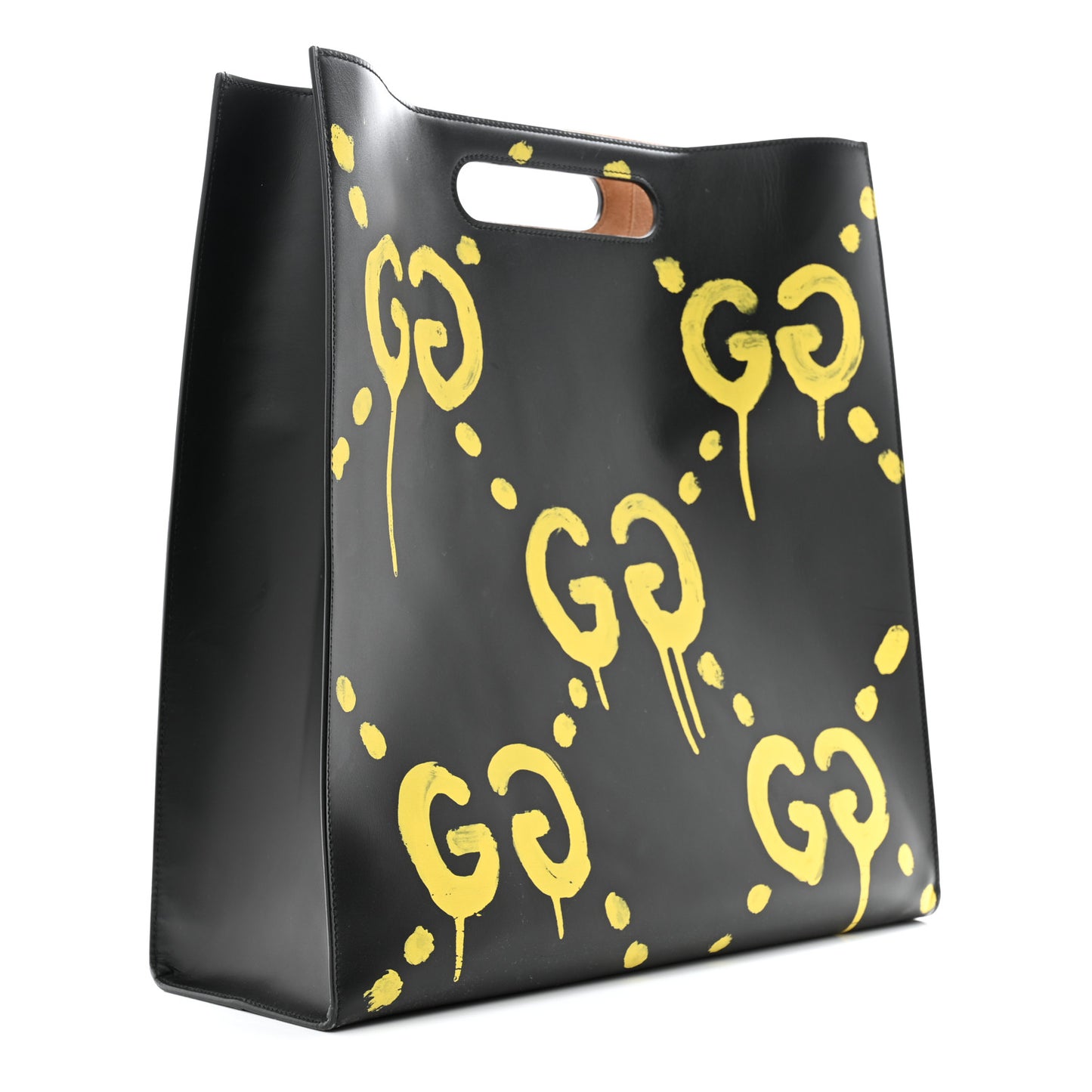 Calfskin GucciGhost Real Large XL Tote Black Yellow