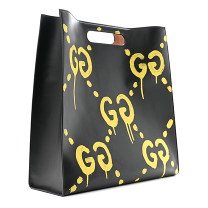 Gucci Calfskin GucciGhost Real Large XL Tote Black Yellow 3 of 13