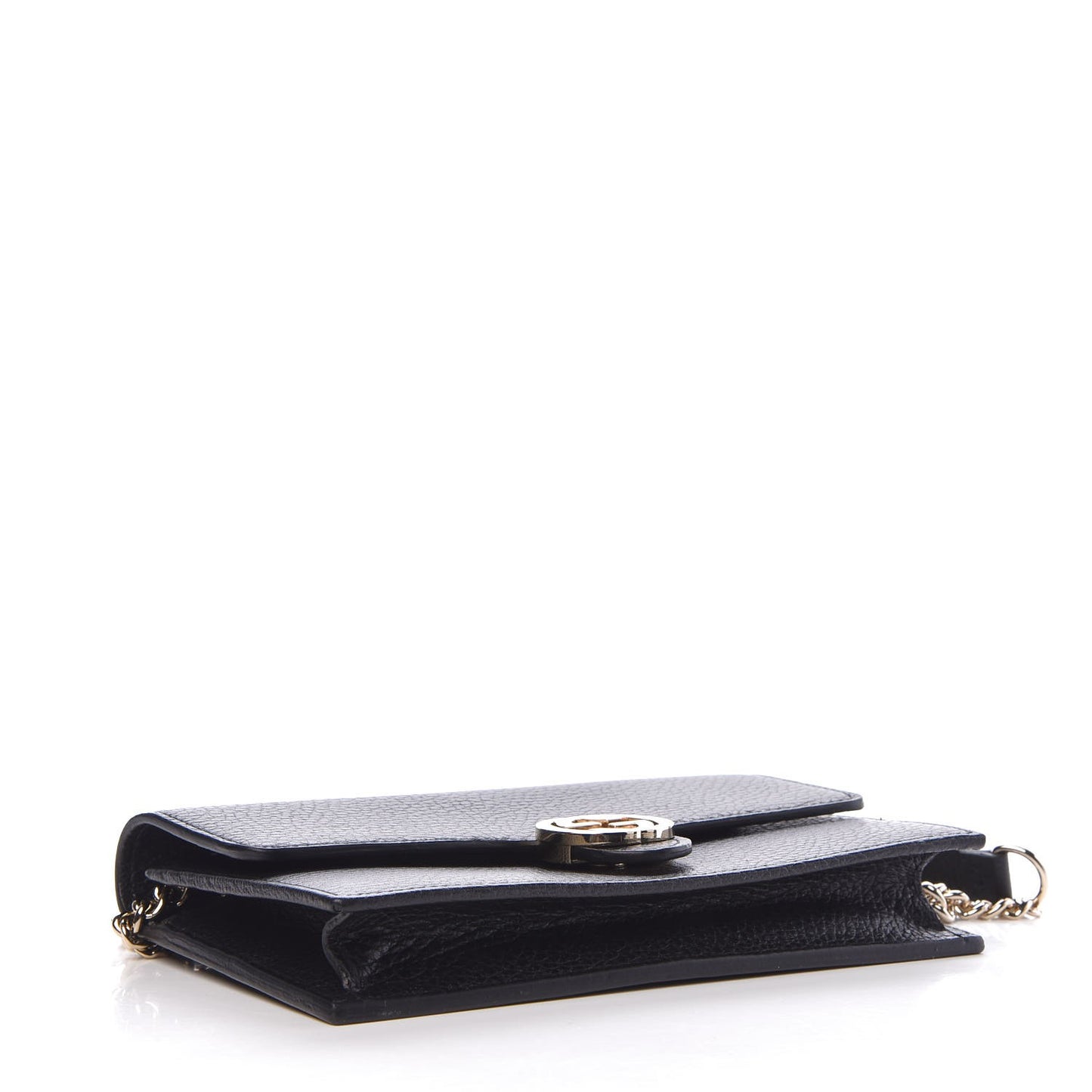 Dollar Calfskin Interlocking G Chain Wallet Black