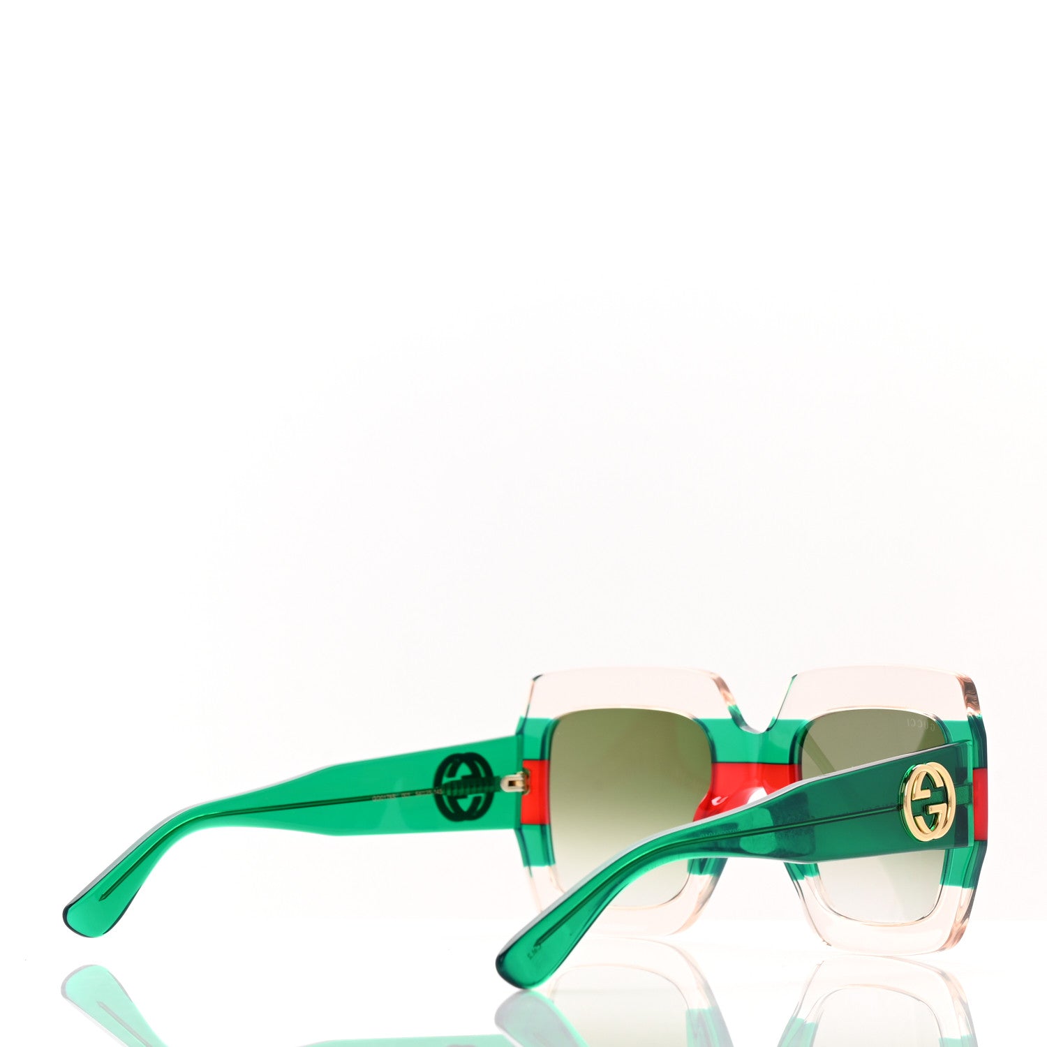 Gucci Square Web Frame GG0178S Sunglasses Green Red 4 of 8