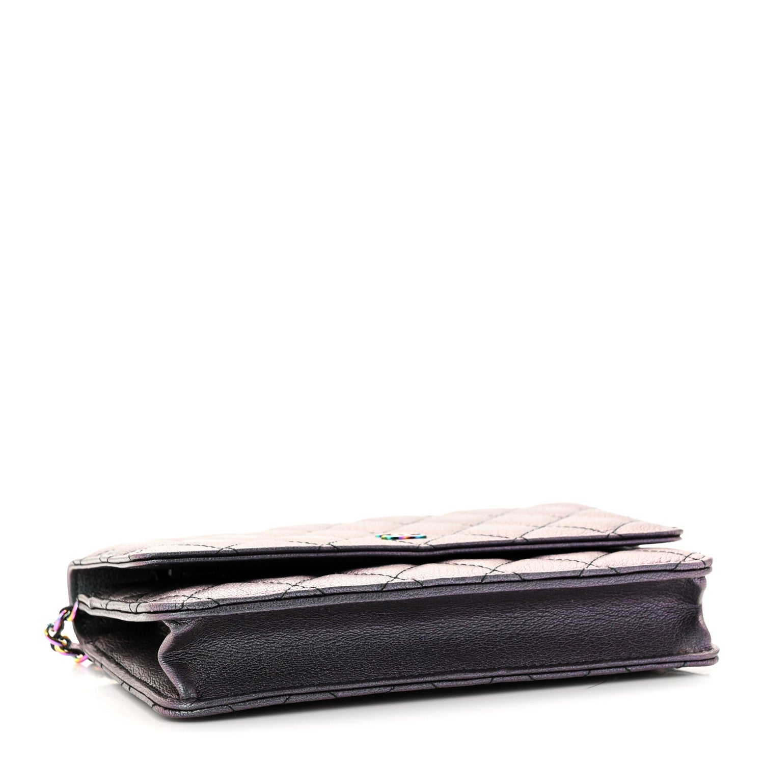 Chanel Iridescent Goatskin Quilted Wallet On Chain WOC Purple 4 of 12