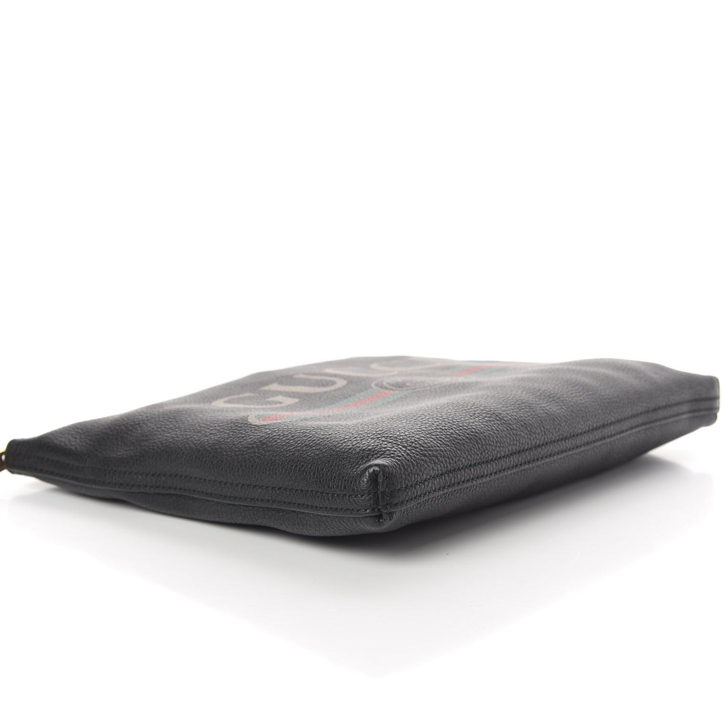 Pebbled Calfskin Medium Logo Portfolio Clutch Black