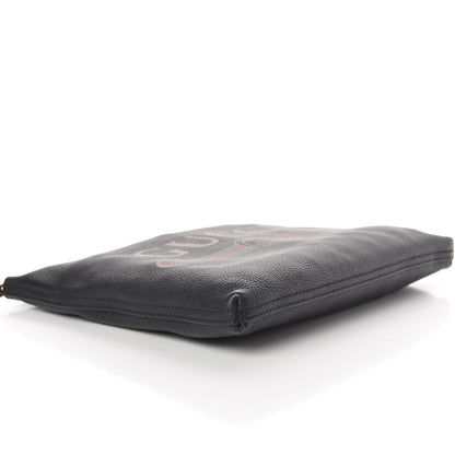 Gucci Pebbled Calfskin Medium Logo Portfolio Clutch Black 3 of 9