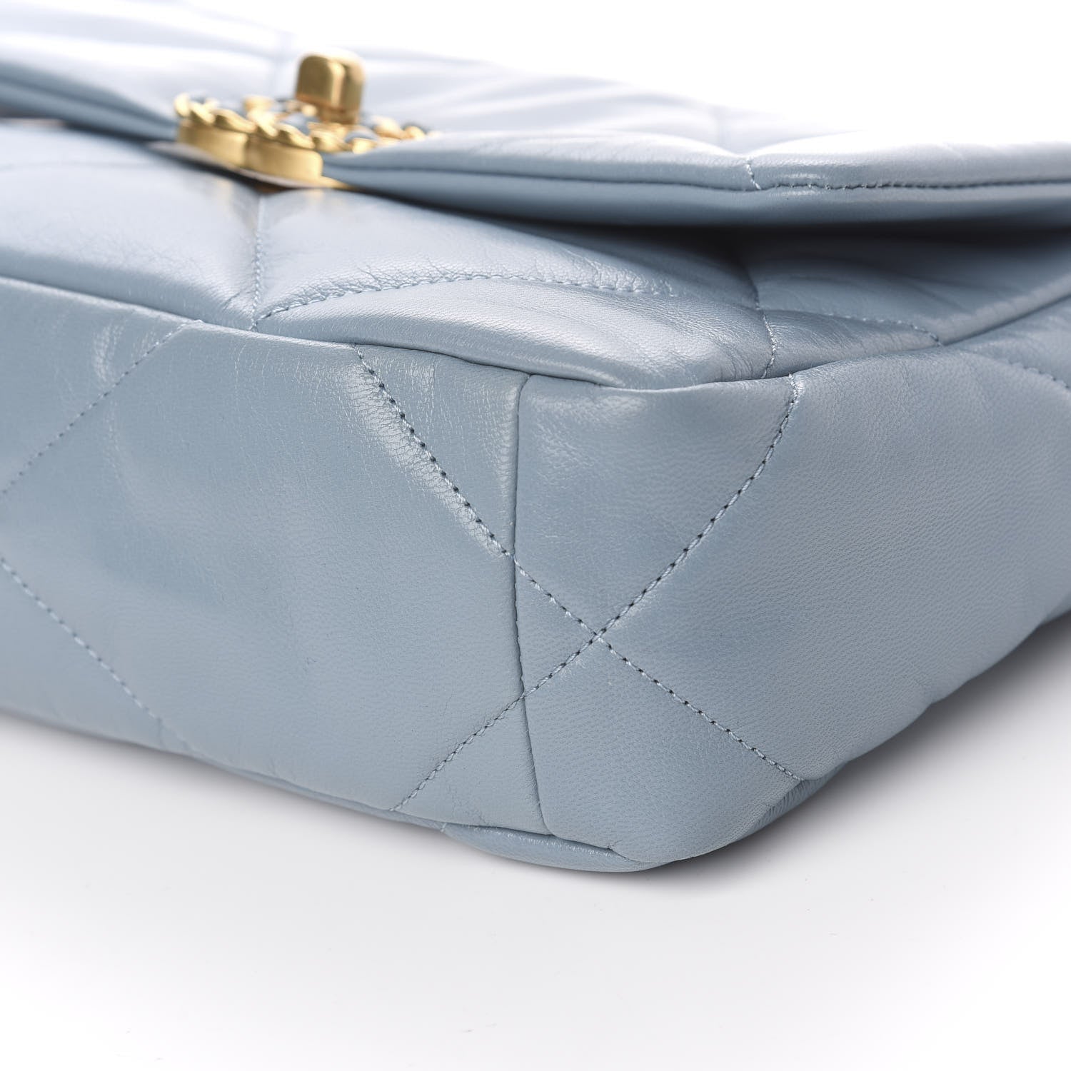 Chanel Goatskin Quilted Medium 19 Flap Blue 6 of 11