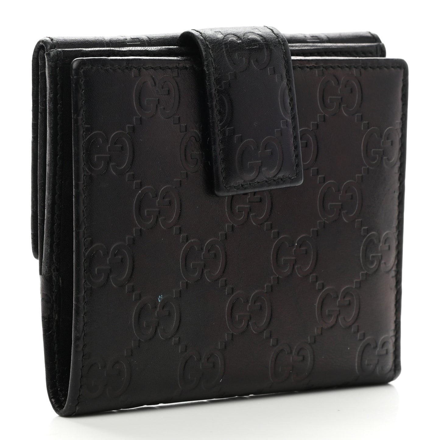 Guccissima Metal Bar French Flap Wallet Black