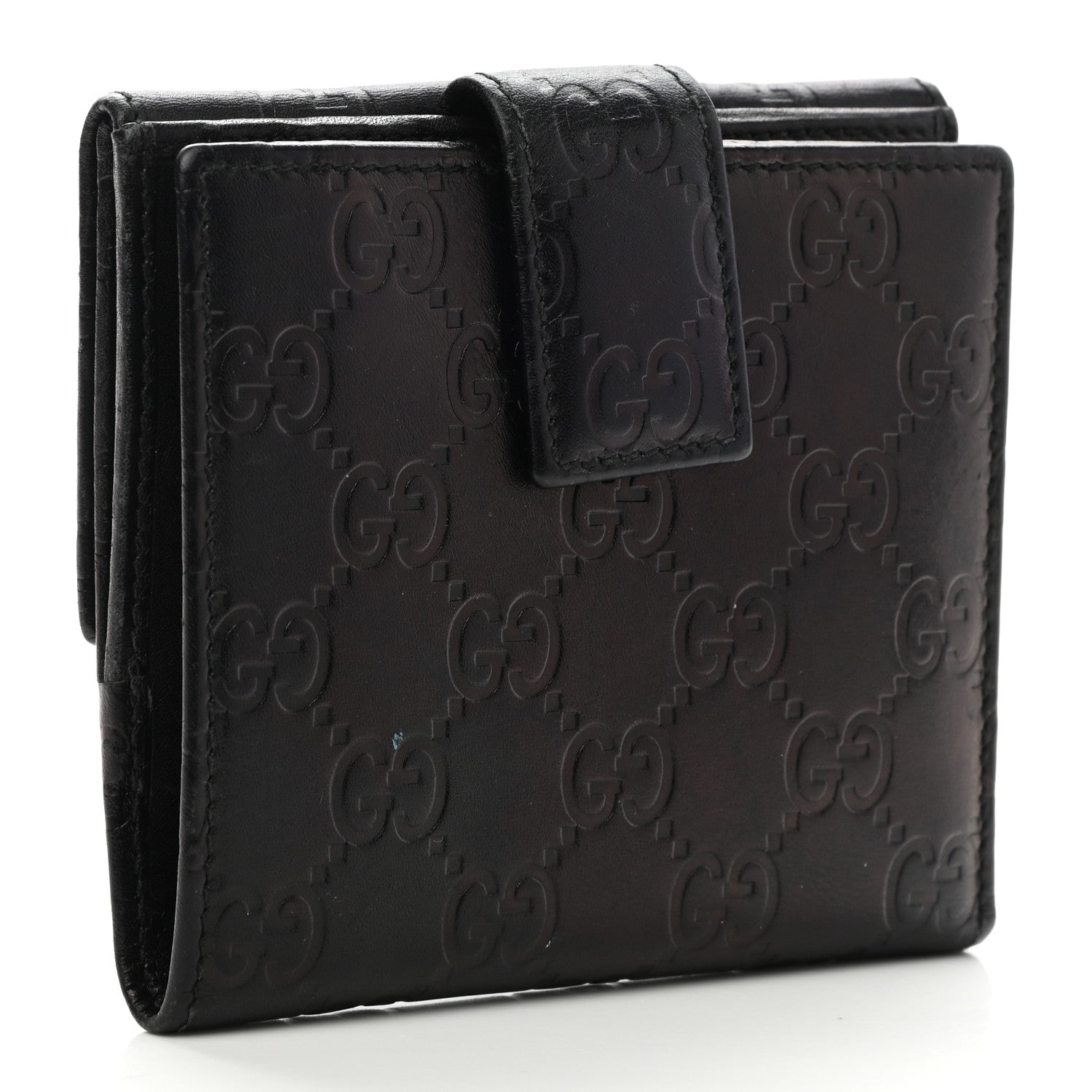 Gucci Guccissima Metal Bar French Flap Wallet Black 3 of 12