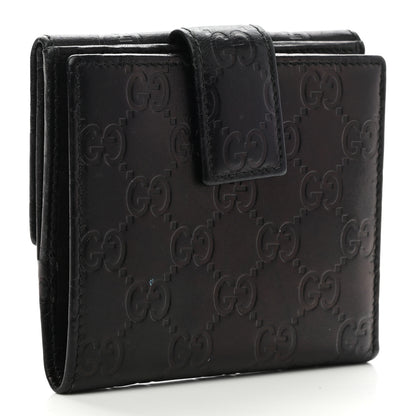 Gucci Guccissima Metal Bar French Flap Wallet Black 3 of 12