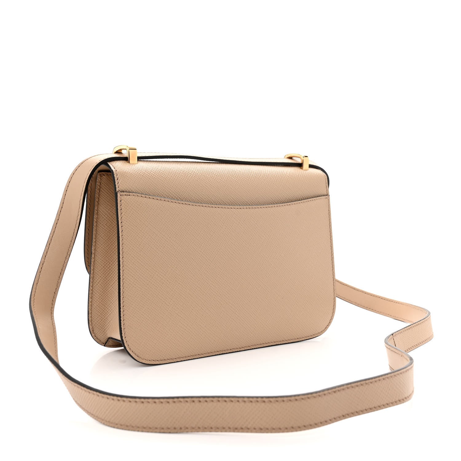 Prada Saffiano Cuir Triangle Embleme Flap Shoulder Bag Sabbia 3 of 11