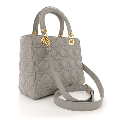 Christian Dior Lambskin Cannage Medium Lady Dior Grey 3 of 16