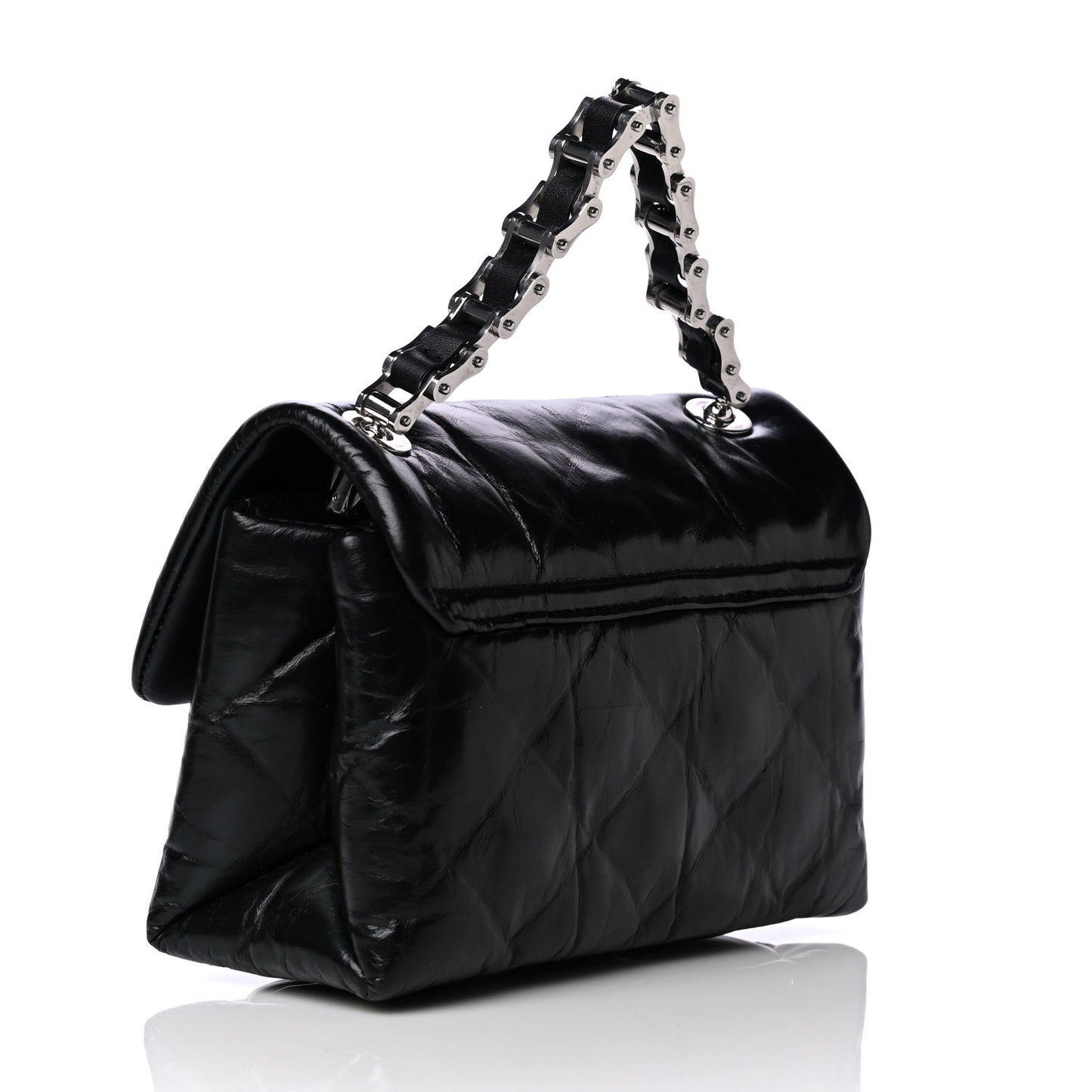 Calfskin Quilted Halo Crossbody Bag Black