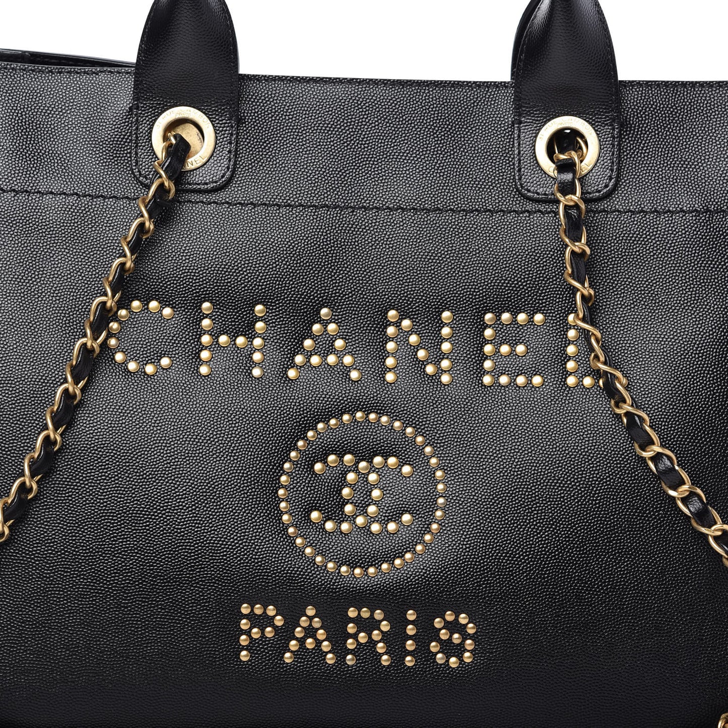 Caviar Small Studded Deauville Tote Black