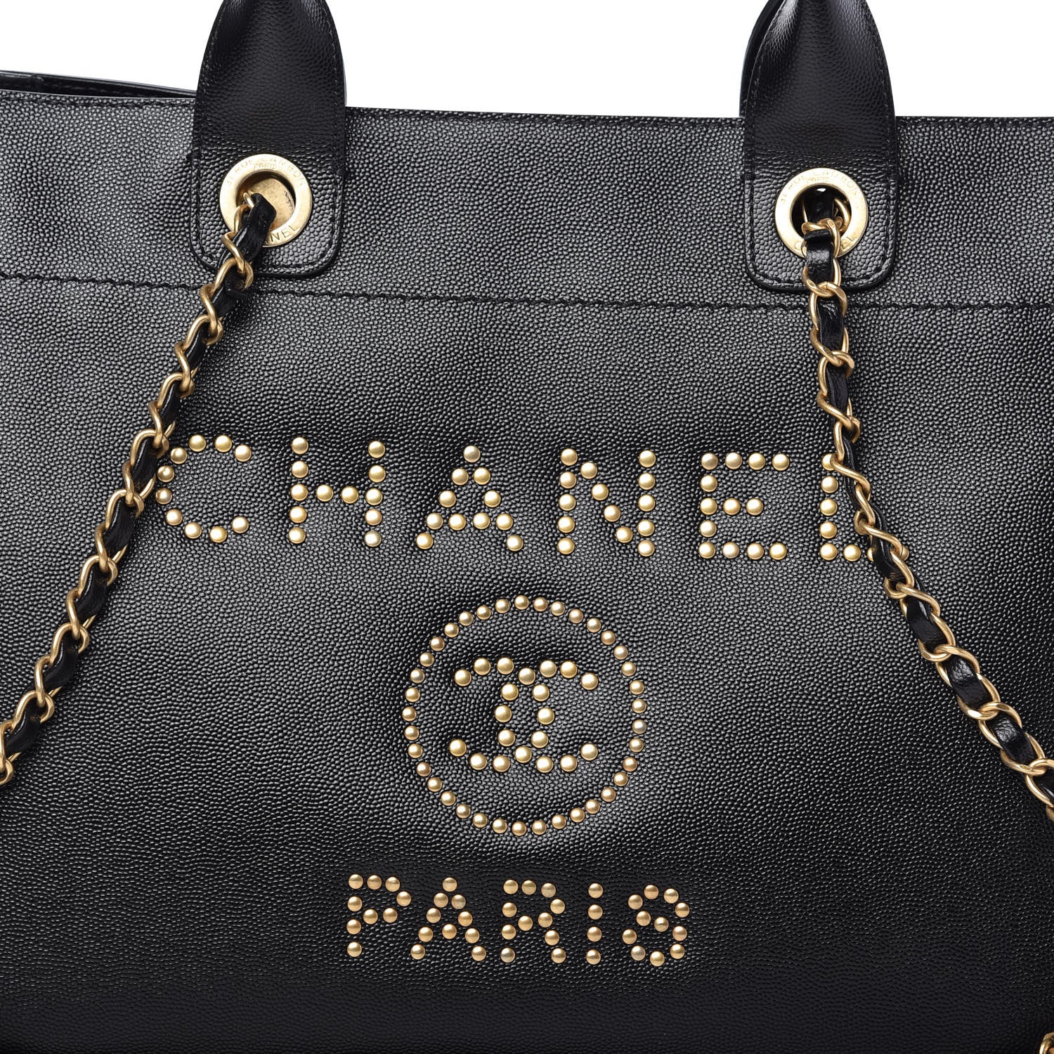 Chanel Caviar Small Studded Deauville Tote Black 10 of 10