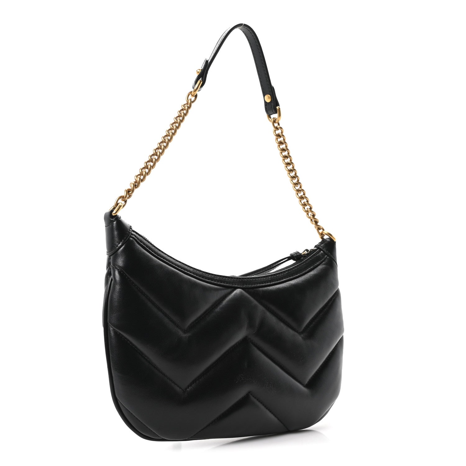 Gucci Calfskin Matelasse GG Marmont Half Moon Hobo Black 3 of 10