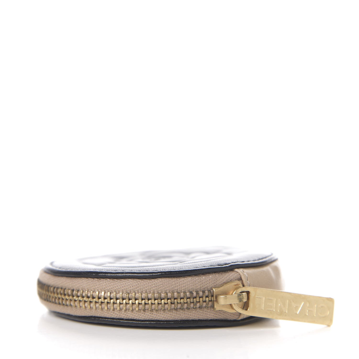 Chanel Lambskin Round Camellia CC Coin Purse Black 3 of 7