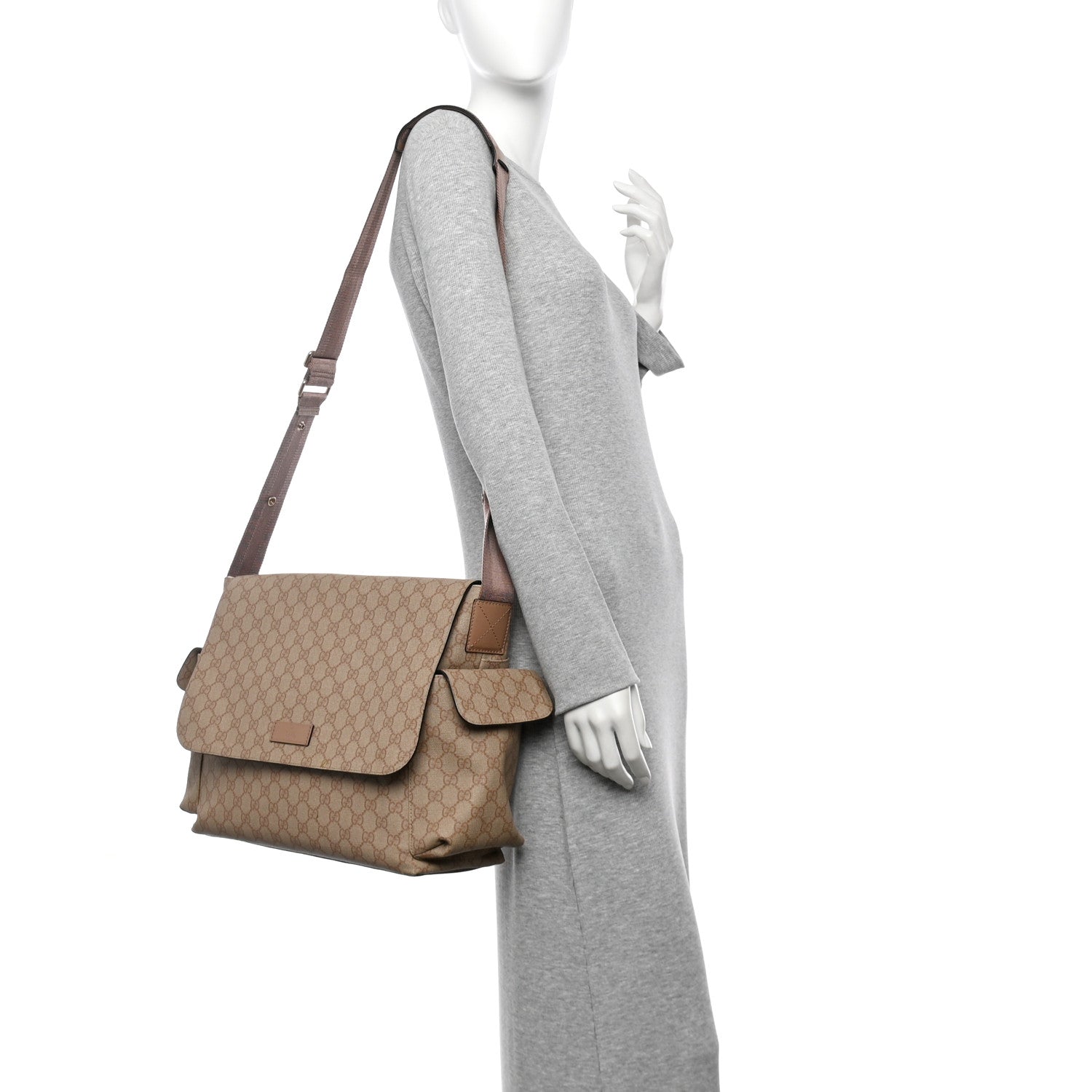 Gucci GG Supreme Monogram Messenger Diaper Bag Beige 2 of 13
